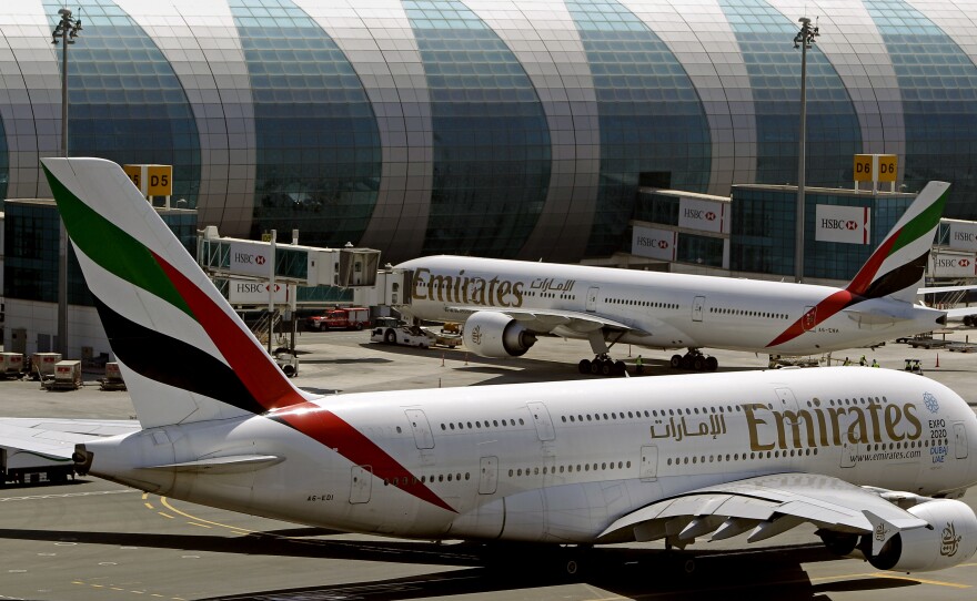 Emirates passenger planes at Dubai International Airport. The airline announced it is now exempt from the laptop ban imposed by the U.S. Department of Homeland Security in March.