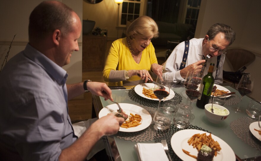 Chef Frederik de Pue eats dinner with NPR's Nina Totenberg and her husband David Reines.