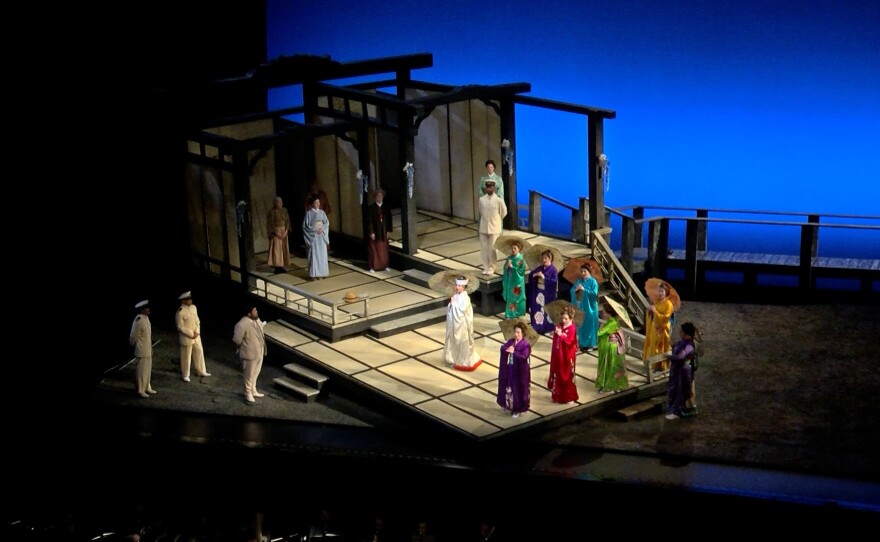 The cast of the San Diego Opera's production of "Madama Butterfly" rehearses at the San Diego Civic Theatre, April 23, 2024.