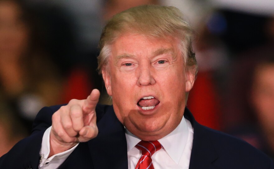 Republican presidential candidate Donald Trump expressed astonishment that he is now trailing Ben Carson in Iowa at an event in Sioux City Tuesday night.