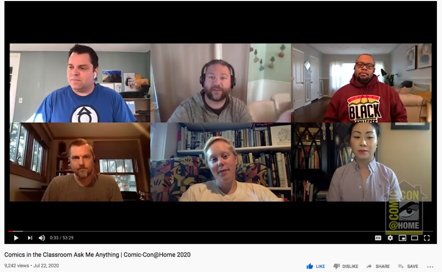 The first panel listed in the Comic-Con@Home online program for Wednesday, July 22, was Comics in the Classroom: Ask Me Anything and by Thursday morning it had already surpassed 9000 views.