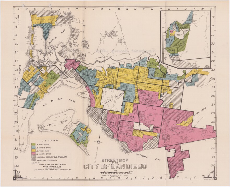 City of San Diego HOLC Map. Compiled in the Office of the City Engineer, January 1935.