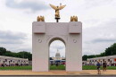 A mockup of President Donald Trump's proposed triumphal arch stands at the Great American State Fair on the National Mall, June 27, 2026, in Washington.