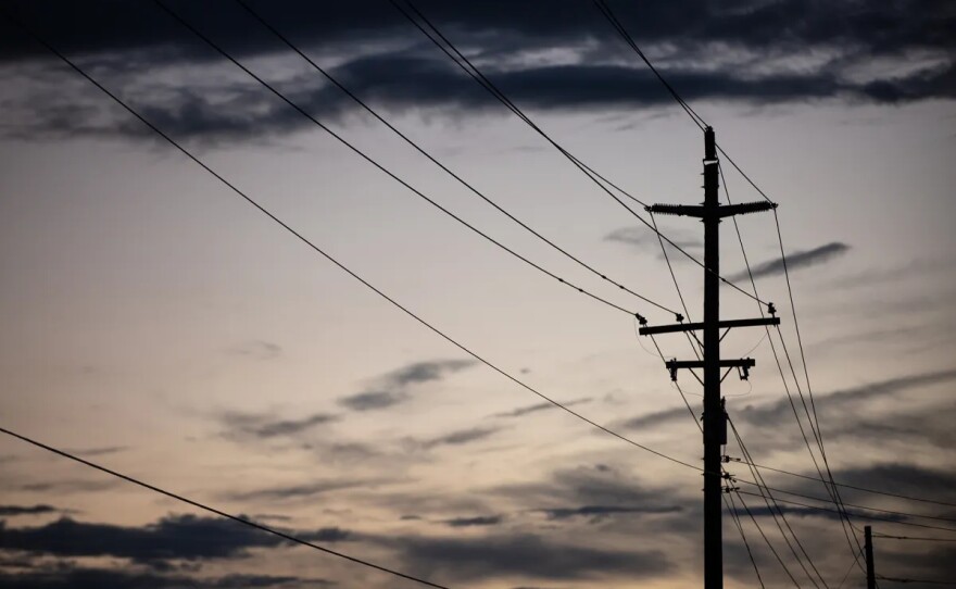 California regulators voted to cut utility profit margins but backed down on the amount, ultimately cutting them just 5/100ths of a percent. Power lines in Elk Grove on Sept. 20, 2022.