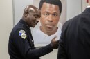 Stockton Police Chief Stanley McFadden speaks during a press conference at the Stockton Police Department headquarters in Stockton, Calif., on the arrest of suspect Wesley Brownlee.