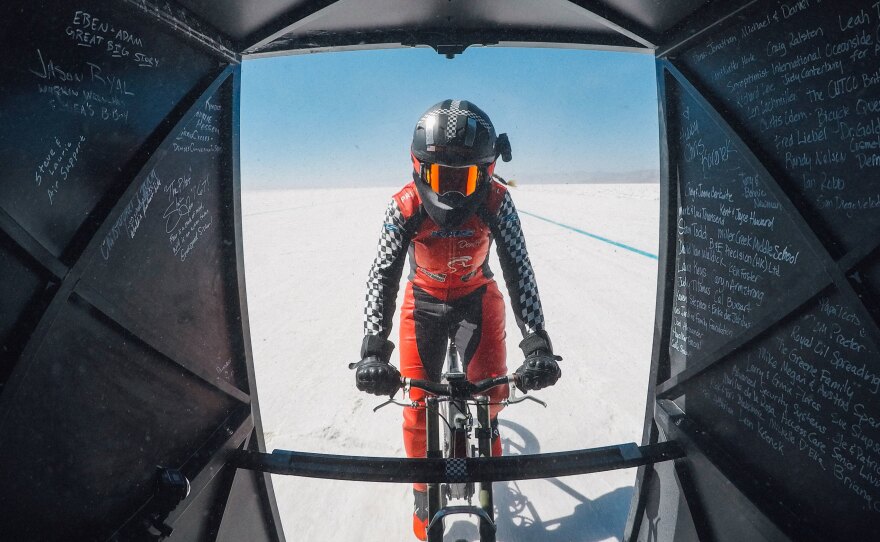Denise Mueller-Korenek rode a custom bike at an average of 183.932 miles per hour – shattering a world record that had stood since 1995.
