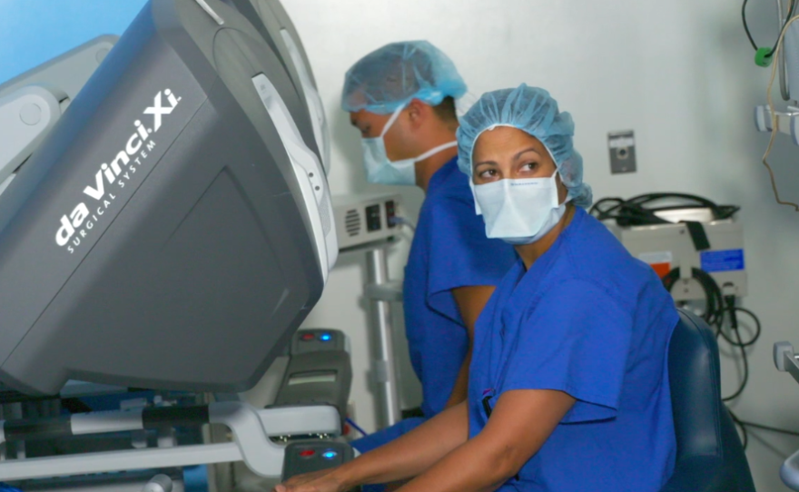 Dr. Sonia Ramamoorthy is seen in the operating room on the day of Larry Smarr's surgery, Nov. 29, 2016.