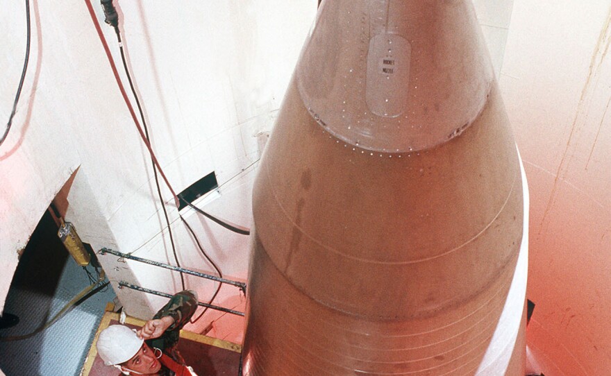 A Minuteman III missile inside its silo about 60 miles from Grand Forks Air Force Base, N.D.