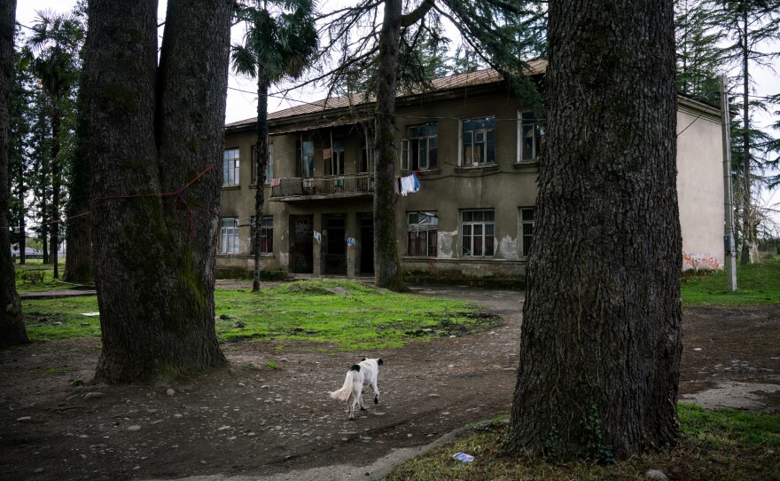 The buildings of this former hospital complex are now home to dozens of internally displaced families.