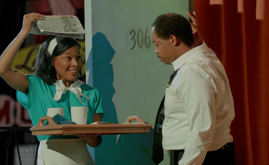 A still from the filmed, staged production of Katori Hall's "The Mountaintop," which will be streamed by Roustabouts Theatre Co, American History Theater and TYPA through May 16, 2021.