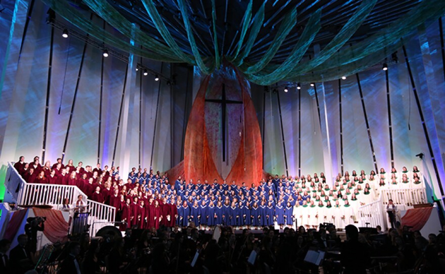 From Christ Chapel on the Gustavus Adolphus campus in Saint Peter, Minn., three choirs, an orchestra, dancers and a theatre troupe celebrate the theme “from the cradle of human kind to the ends of the earth,” embracing community and the interconnectedness of all human kind.