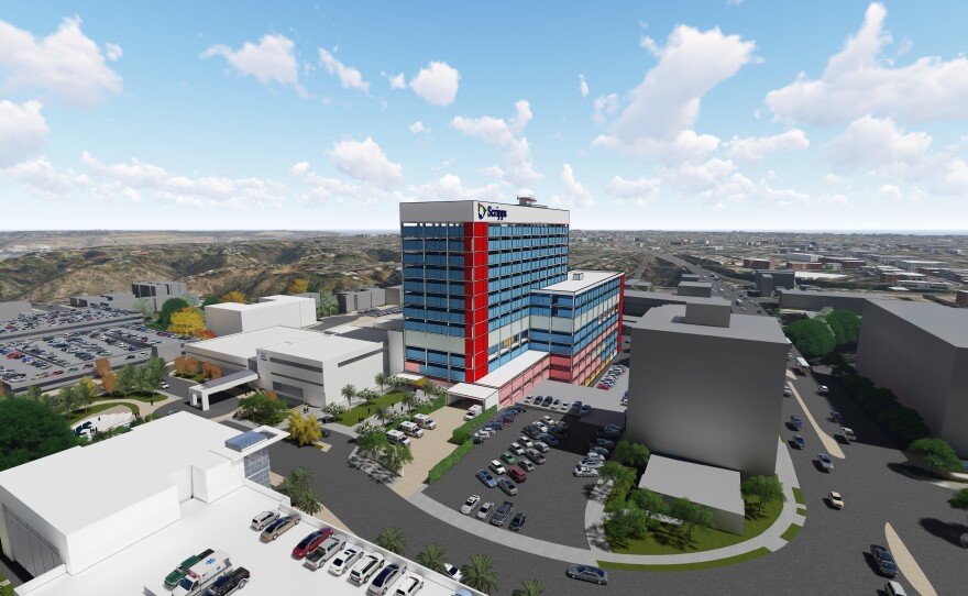 The proposed makeover at Scripps Mercy Hospital in Hillcrest is shown in this drawing.