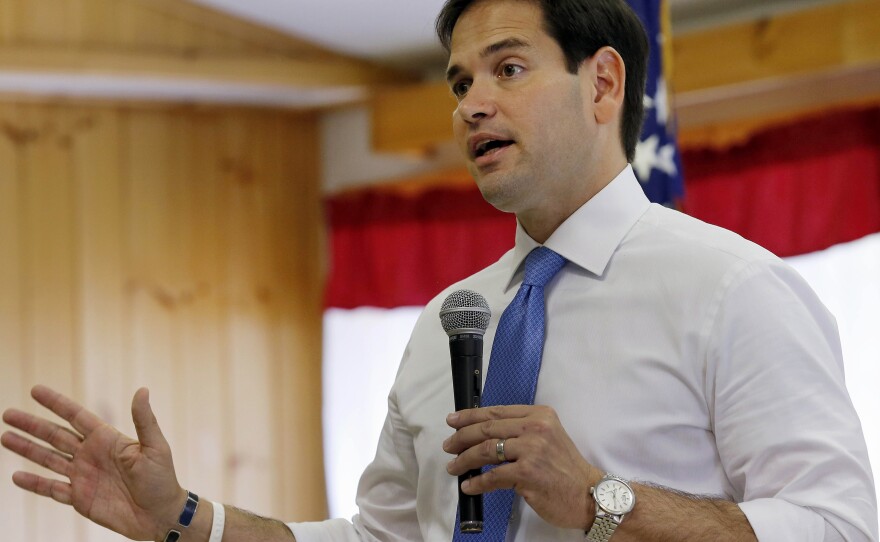 Republican presidential candidate, Sen. Marco Rubio speaks during a campaign stop in New Hampshire last week. When he started the race, he said recently, "the only people that thought I could win were all in my house, four of them were under the age of 10."