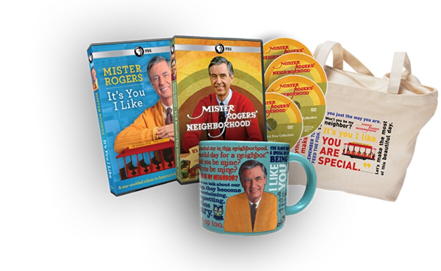 Give $25/month or $300 now and get the combo package including the “Mister Rogers: It's You I Like” DVD; “Mister Roger's Neighborhood: It's A Beautiful Day” 4-DVD set; "Mister Rogers Making Mistakes" DVD; Mister Rogers color changing sweater mug; and hardback book of "Mister Rogers’ Neighborhood – A Visual History." This gift includes a KPBS License Plate Frame (if you're a new member). Also enjoy access to KPBS Passport. The color-changing mug only is at the $120 level.