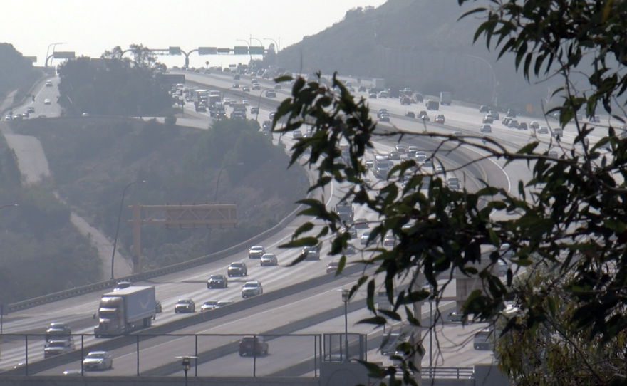 A view of Interstate 15 with moderate traffic in San Diego on Nov. 19, 2021. 