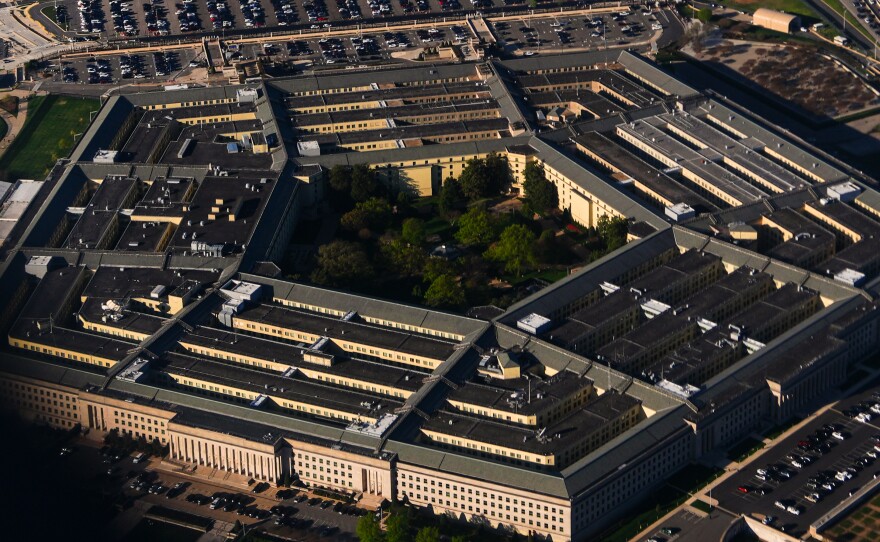 The Pentagon is seen from an airplane, Tuesday, April 7, 2026, in Washington.