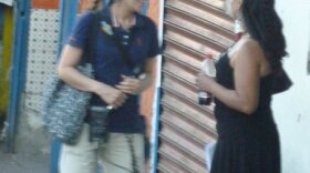 Monica Ortiz Uribe interviews a sex worker in downtown Ciudad Juarez. 