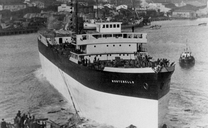 <p>The SS Montebello, shown in its glory days, was torpedoed by a Japanese submarine during World War II.</p>