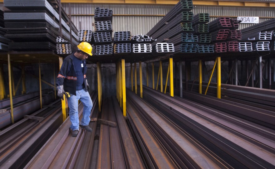 A man works in a steel distribution factory in Monterrey in northern Mexico last week, when the U.S. tariffs on steel and aluminum took effect.