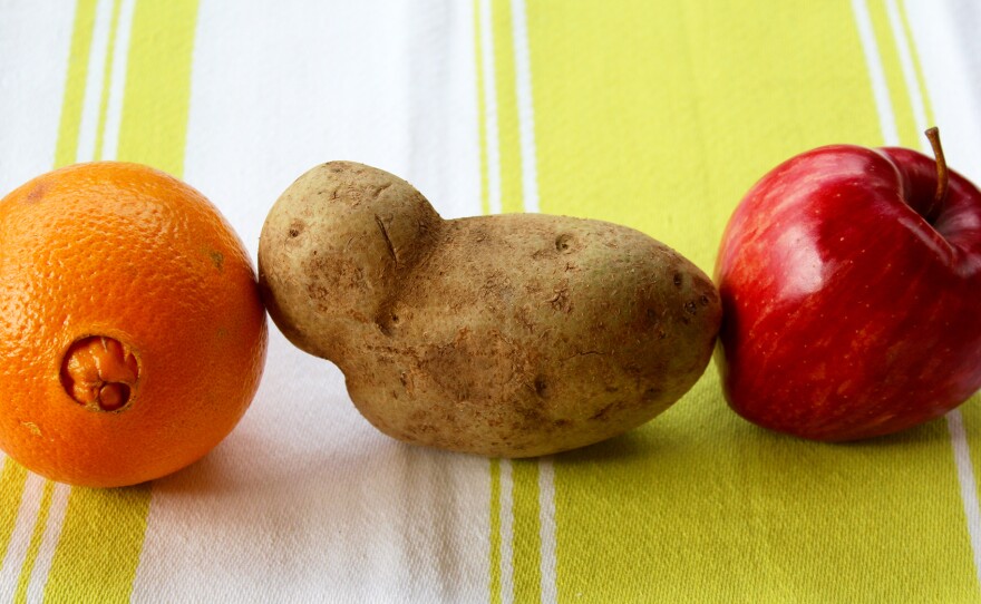 Less-than-perfect fruit and vegetables sold at a discount under the new Produce with Personality program being piloted at five Giant Eagle stores in Pittsburgh, Pa.