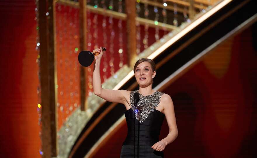 Hildur Guðnadóttir accepts the Oscar® for Original Score during the live ABC Telecast of The 92nd Oscars® at the Dolby® Theatre in Hollywood, CA on Sunday, February 9, 2020.