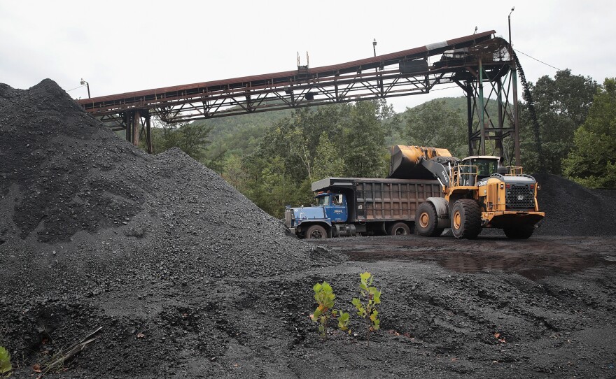 A truck is loaded with coal at a mine on August 26, 2019 near Cumberland, Kentucky.