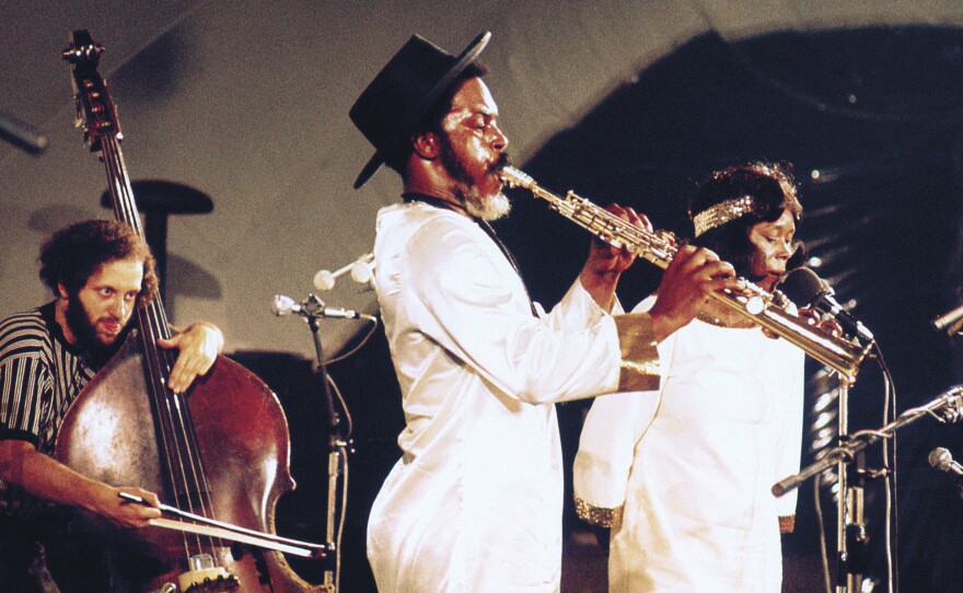 Bassist Steve Tintweiss (left) looks on as Albert Ayler (center) and Mary Parks (right) conjure ghosts.