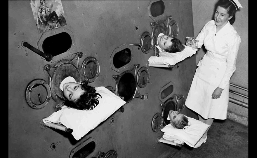 During the peak of the polio epidemic in the U.S., some hospital wards even had large, room-like iron lungs where multiple children lived.