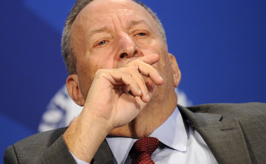 Former Treasury Secretary and now Harvard Professor Larry Summers listens to remarks during a discussion on low-income developing countries at the annual IMF and World Bank Spring Meetings on April 13, 2016, in Washington, DC. Summers has been a strong critic of the Fed's inflation policy.