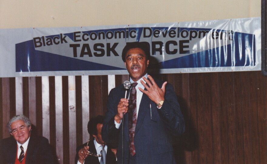 Brown speaks at a meeting of the task