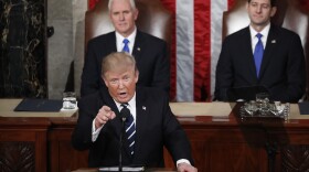 President Donald Trump addresses a joint session of Congress on Capitol Hill in Washington, Tuesday, Feb. 28, 2017. 
