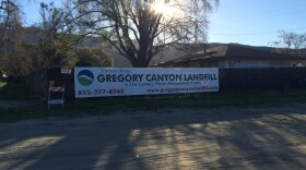 A sign along state Route 76 reading "Future Home - Gregory Canyon Landfill” is pictured in this undated photo.