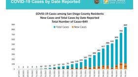 A chart showing 115 new cases of COVID-19 in San Diego as reported on April 1, 2020.