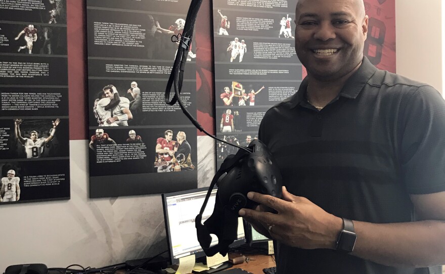Stanford football coach David Shaw says virtual reality training has helped his team. "Their brain is seeing these visuals, these different formations and motions and plays and defenses," he says of players using VR. "The more they see them,<strong> </strong>the quicker they react."