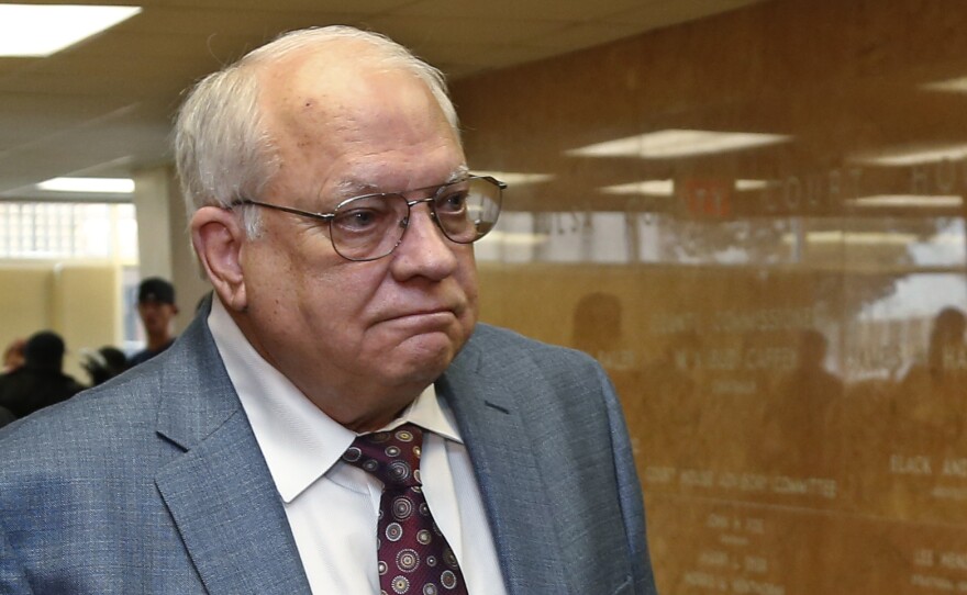 Robert Bates arrives for his arraignment at the Tulsa County Courthouse in Tulsa, Okla., on April 21, 2015. Bates has been convicted of second-degree manslaughter.