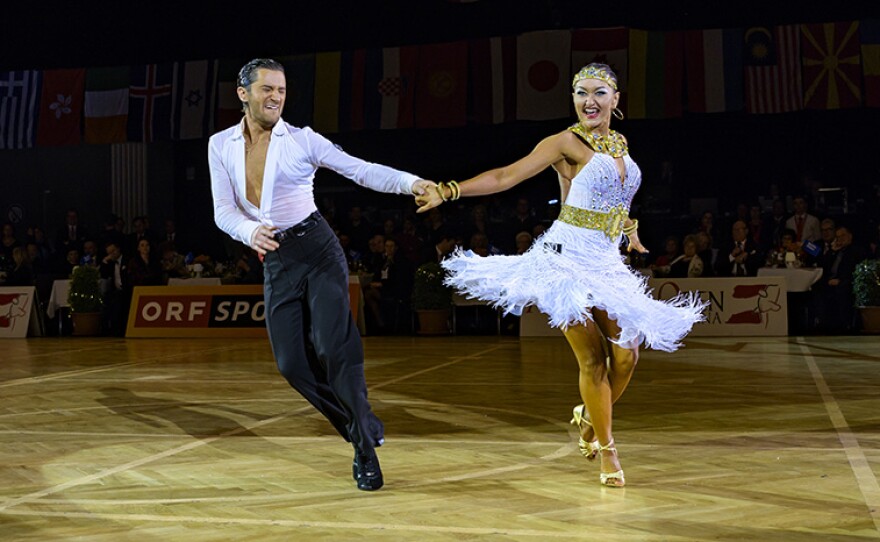 Dancers Charles-Guillaume Schmmitt and Elena Salikhova of France. The WORLD DANCESPORT GRANDSLAM SERIES is back, featuring the best competitive dancers in the world vying for the most prestigious titles and the prize money in the world of dance.