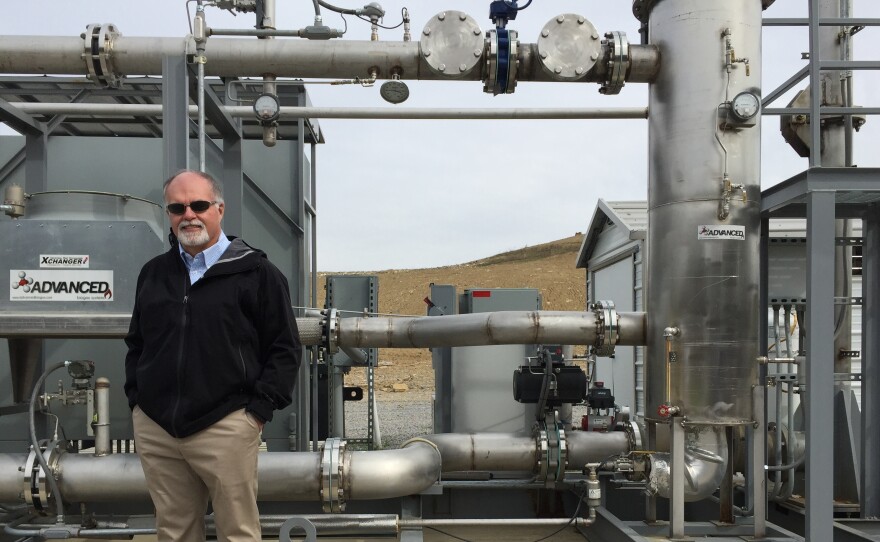 Kevin Butt, Toyota's regional environmental sustainability director, at a facility that uses methane to generate clean electricity to help run Toyota's auto plant in central Kentucky.