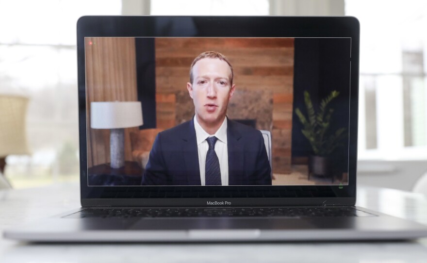 Mark Zuckerberg, chief executive officer of Facebook Inc., speaks virtually during a House Energy and Commerce Subcommittees hearing.