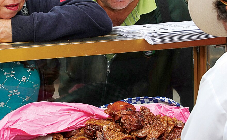 "One of the most famous dishes in Mexican cuisine," according to Tacopedia, carnitas tacos are made of pork meat, often fried in its own fat and then slow-cooked in a large pot.