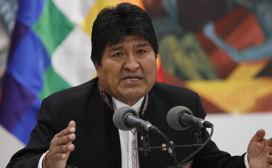 Bolivia's President Evo Morales speaks during a news conference at the presidential palace in La Paz, Bolivia, on Wednesday.