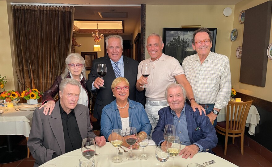 Chef Lidia Bastianich celebrating 25 years on public television with her guests Christopher Walken, Georgianne Walken, Angelo Vivolo, Geoffrey Zakarian, Geoffrey Drummond, and Jacques Pépin, for the PBS special "25 Years with Lidia: A Culinary Jubilee".