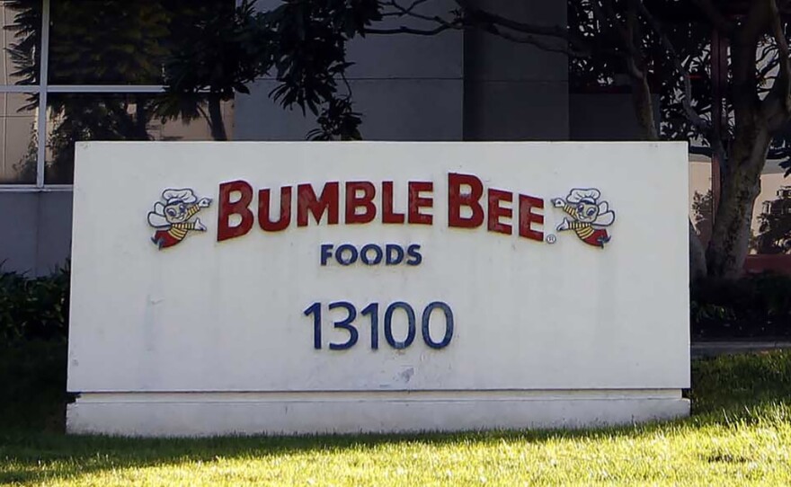 This Oct. 15, 2012 file photo shows the front of the Bumble Bee tuna processing plant in Santa Fe Springs, Calif.