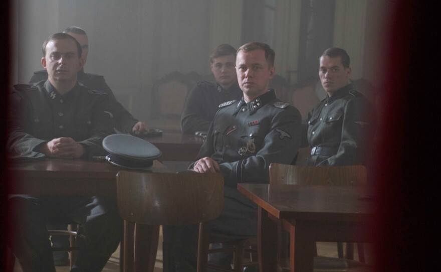 Re-enactment of Nazi soldiers watching the performance of the "Requiem."