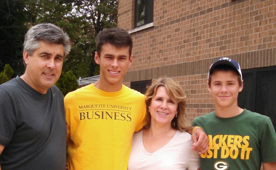 The Schwister family --- from left, Tim, Jacob, Kay and Joseph – in 2015, before Kay developed symptoms of Creutzfeldt-Jakob disease.