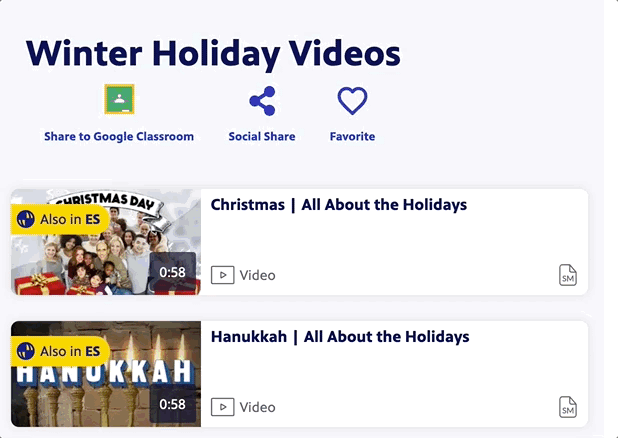 The PBS Learning Media website list of videos is shown, Nov. 27, 2024.
