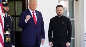 FILE - President Donald Trump welcomes Ukraine President Volodymyr Zelenskyy at the White House in Washington, Friday, Feb. 28, 2025.
