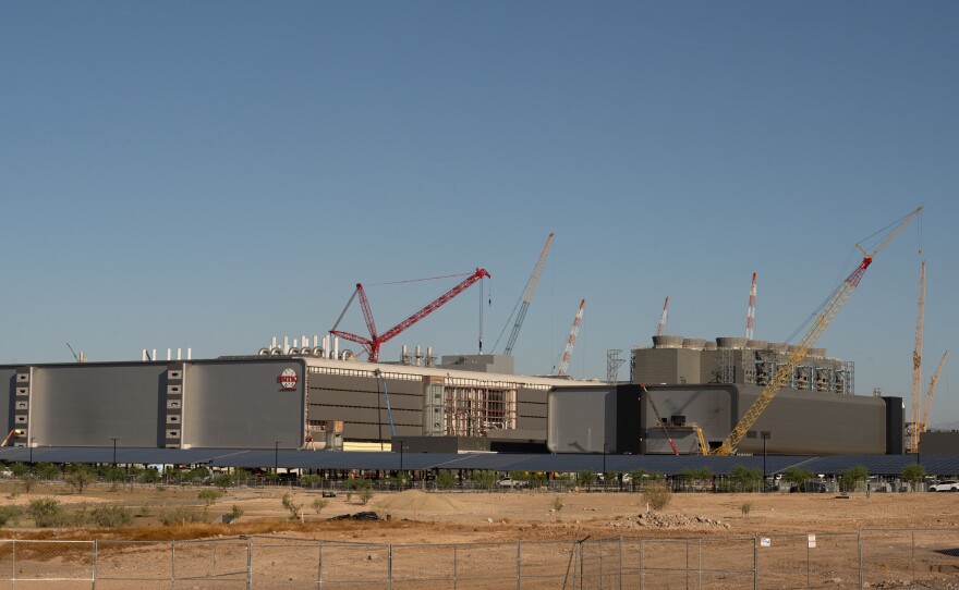 Taiwan Semiconductor Manufacturing Company (TMSC) is building a massive new facility in Phoenix, investing about $40 billion in the state. Construction is seen here on Oct. 11, 2023.