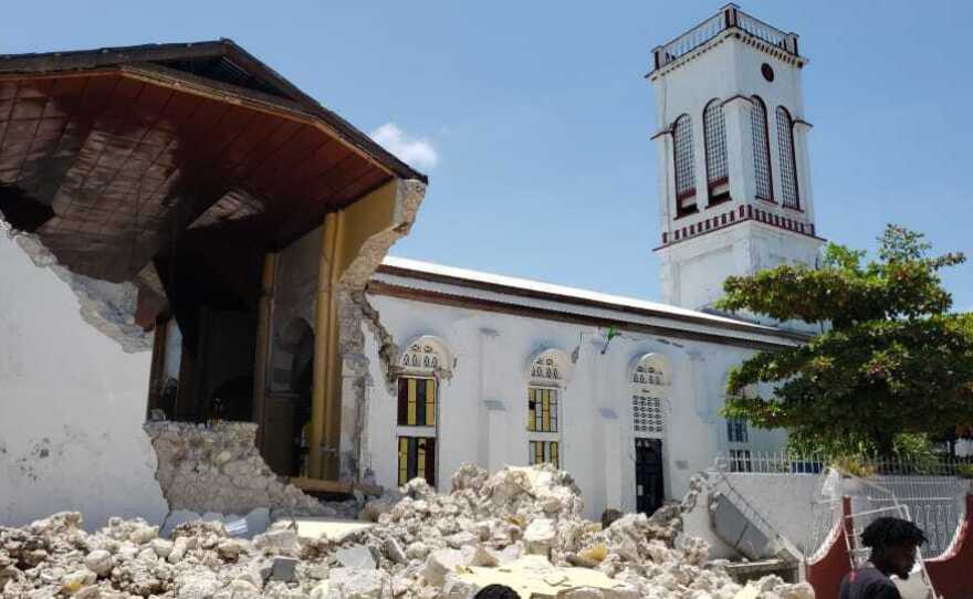 Sacred Heart church is damaged after an earthquake struck in Les Cayes, Haiti, on Saturday. The prime minister declared a state of emergency.