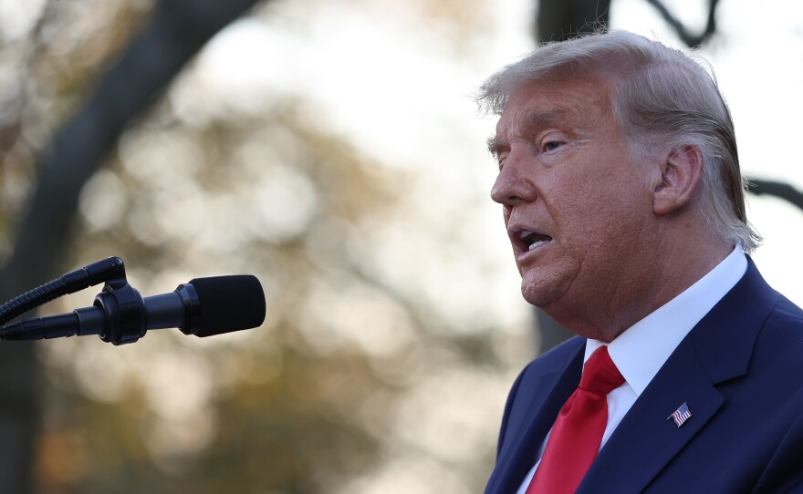 President Trump, here in the White House Rose Garden on Nov. 13, is set to meet with Republican lawmakers from Michigan as the state prepares to certify its election results.