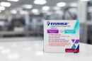 A box of Evusheld, an antibody therapy developed by pharmaceutical company AstraZeneca for the prevention of COVID-19 in immunocompromised patients, is seen in February at the AstraZeneca facility for biological medicines in Sweden